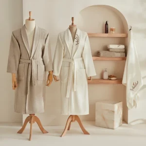 Karaca Home Bird 100% Baumwolle Familien-Badetuch-Set Creme-Hellgrau