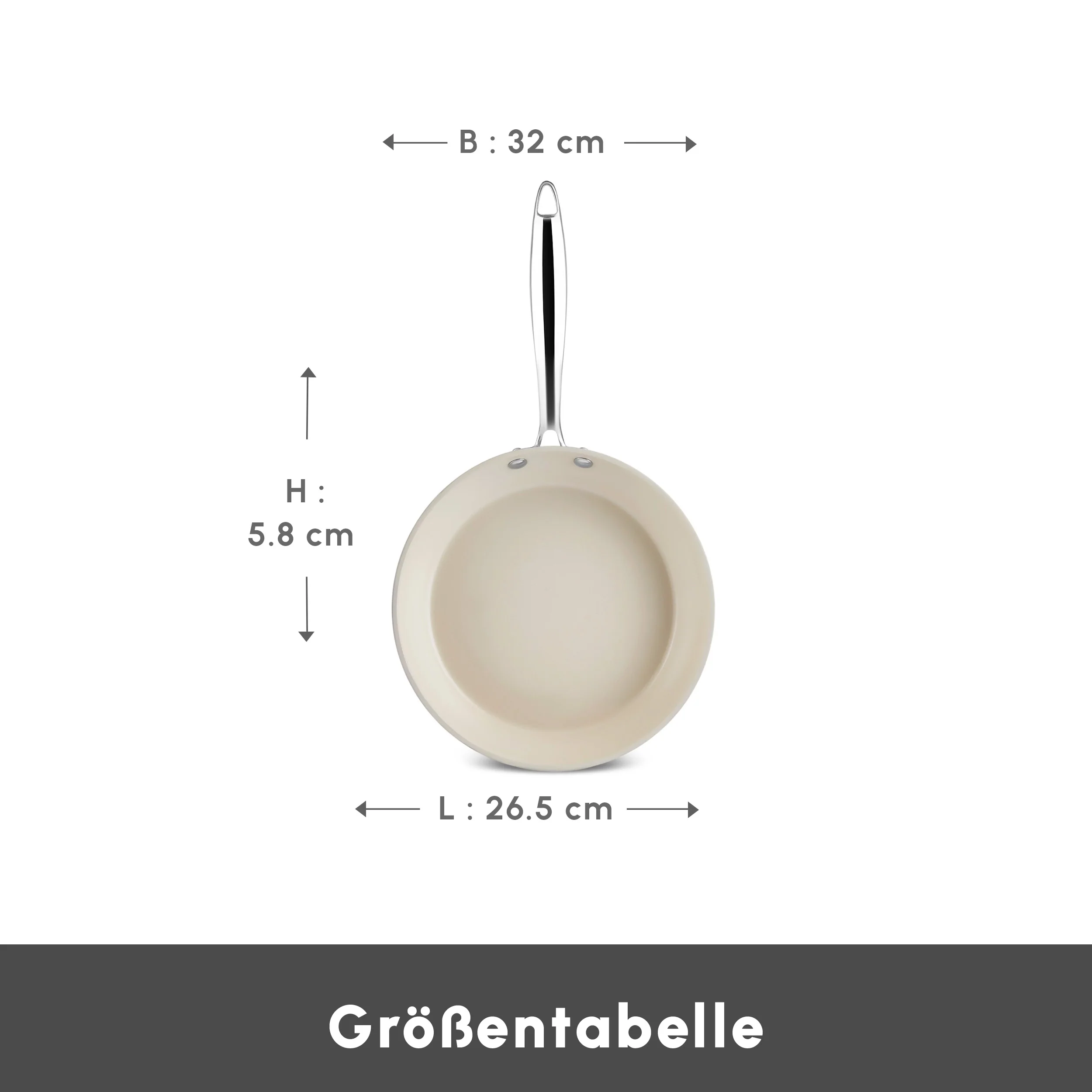 Karaca Swiss Crystal Almond Cream Pfanne mit Edelstahlgriff 32 cm – Bild 2
