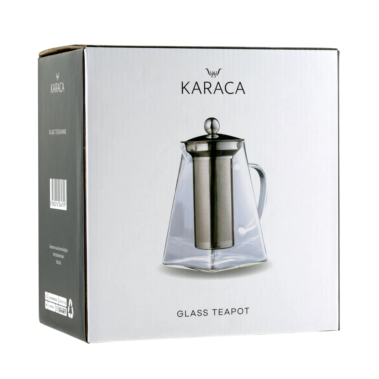 Karaca Borosilikat Glas Edelstahl-Teekanne Rechteckig 800 ml – Bild 5