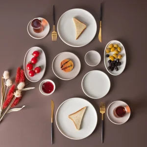 Karaca Cordelia für 6 Personen Frühstücksset und Servierschalen, 26 Teilig, Grau