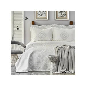 Karaca Home Adelle Grau besticktes privates Hochzeitsset aus Baumwolle