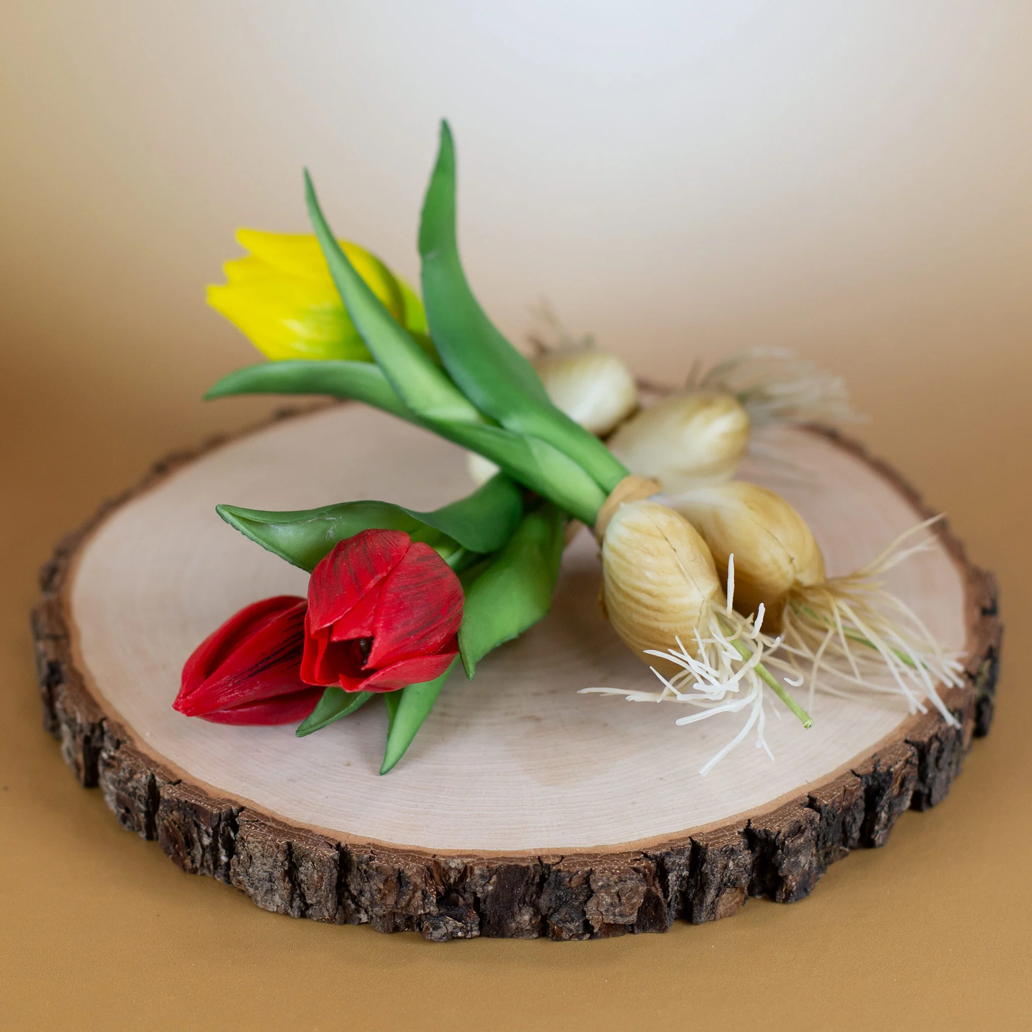 Seidenblumen Tulpen mit Zwiebeln | Hochwertige Kunstblumen in 2 Farben | 18 cm – Bild 3