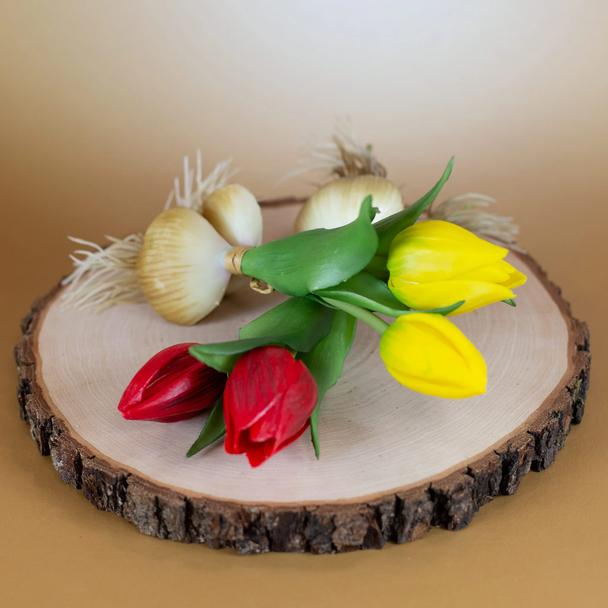 Seidenblumen Tulpen mit Zwiebeln | Hochwertige Kunstblumen in 2 Farben | 18 cm – Bild 2