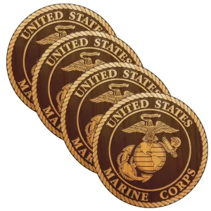 Holzuntersetzer USMC Wood Coaster 4er Set