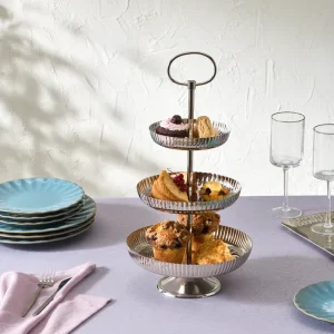 Karaca Home Amabelle Dekorativer 3-stöckiger Kuchenständer Silber