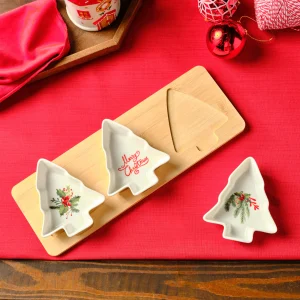 Karaca New Year Christmas Bamboo Snack Kiefer Baum 3 Stück