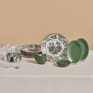 Karaca Forever Bone Vittoria, Frühstücksset 26-teilig für 6 Personen