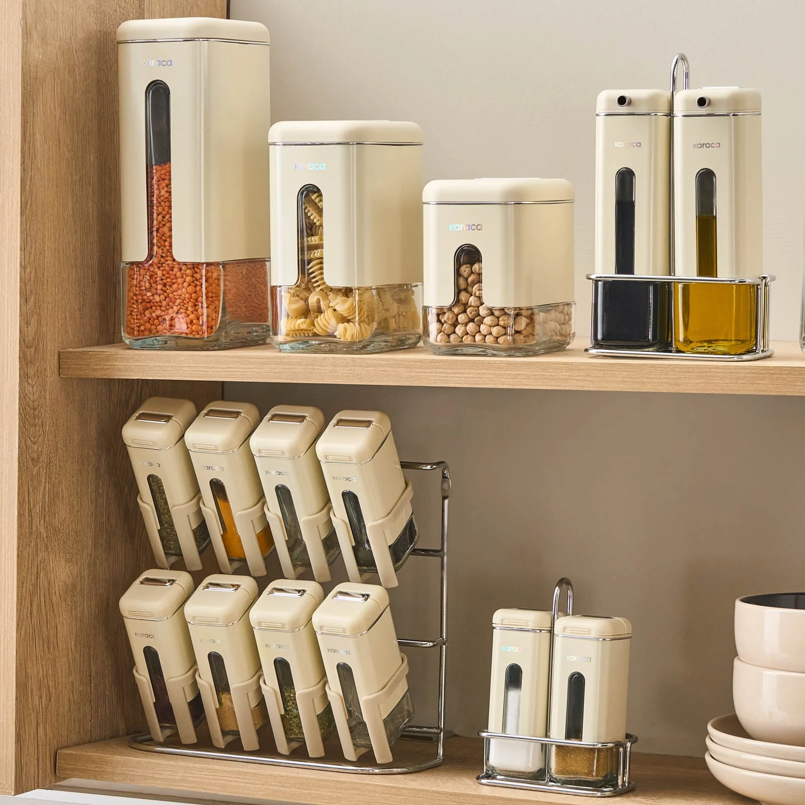 Karaca Luminous, 3-teiliger Salz- und Pfefferstreuer, Creme – Bild 4