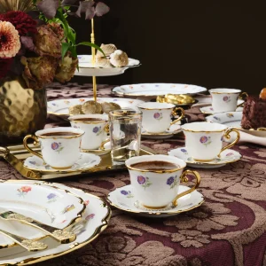 Karaca Royal Bone Diana Kaffeetassenset für 6 Personen, 90 ml