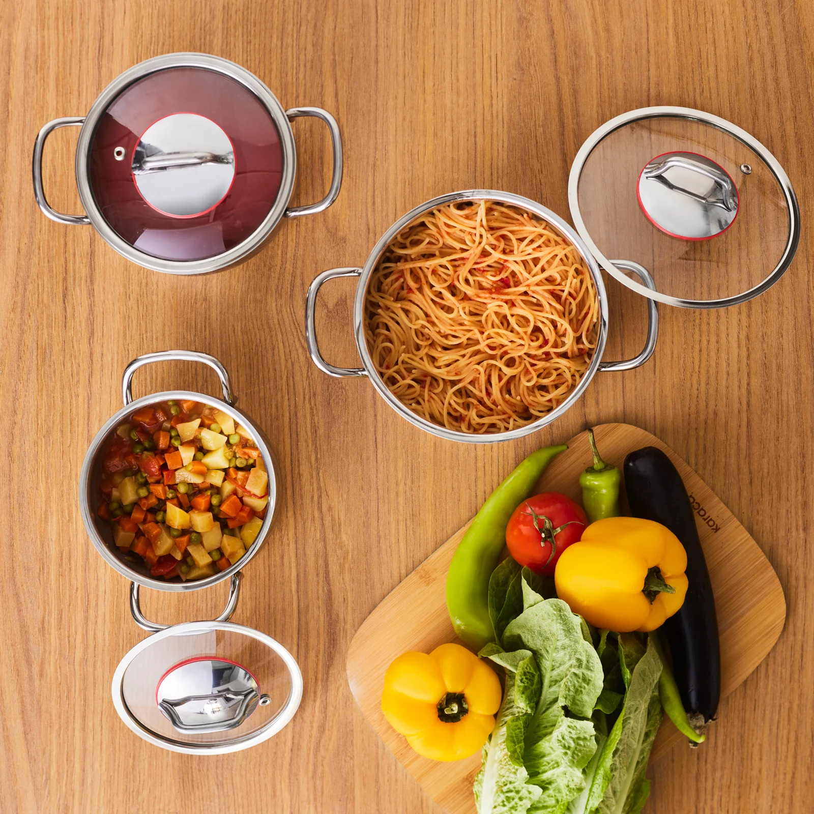 Karaca Emirgan Kochtopf- Set Edelstahl, 6- teilig, Midi Set – Bild 3