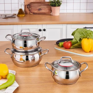 Karaca Emirgan Kochtopf- Set Edelstahl, 6- teilig, Midi Set