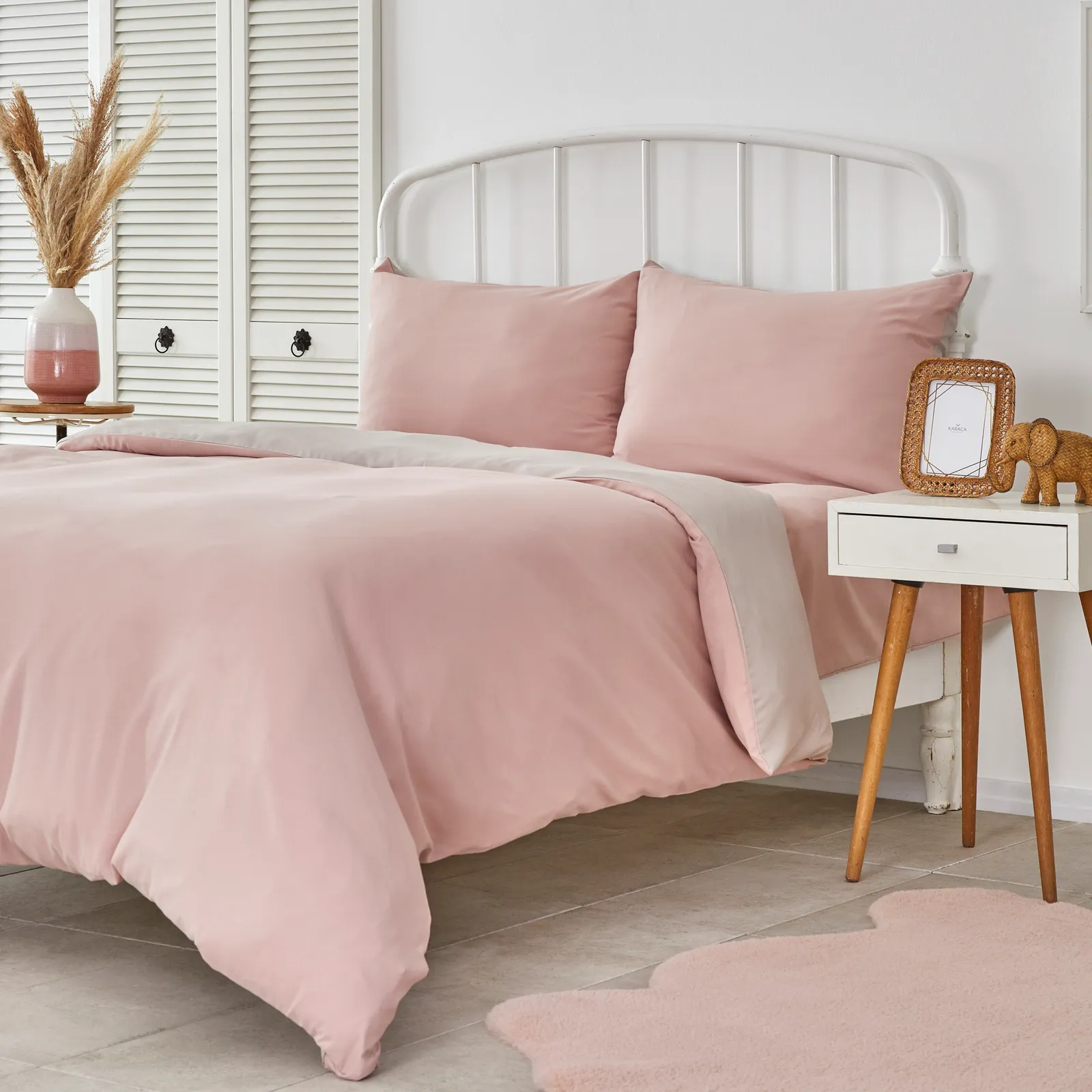 Karaca Home Puderrosa und Beige Bettbezug Set (200 x 200 cm) – Bild 2