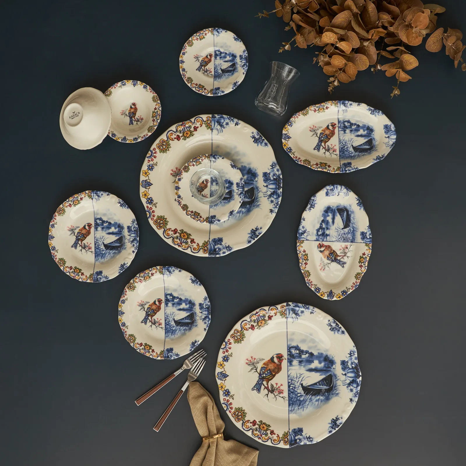 Karaca Leland Birdy 26-teiliges Frühstücksset und Servierschalen für 6 Personen – Bild 2