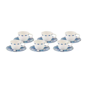 Karaca Fine Pearl Azur Kaffeetassen-Set für 6 Personen 100 ml