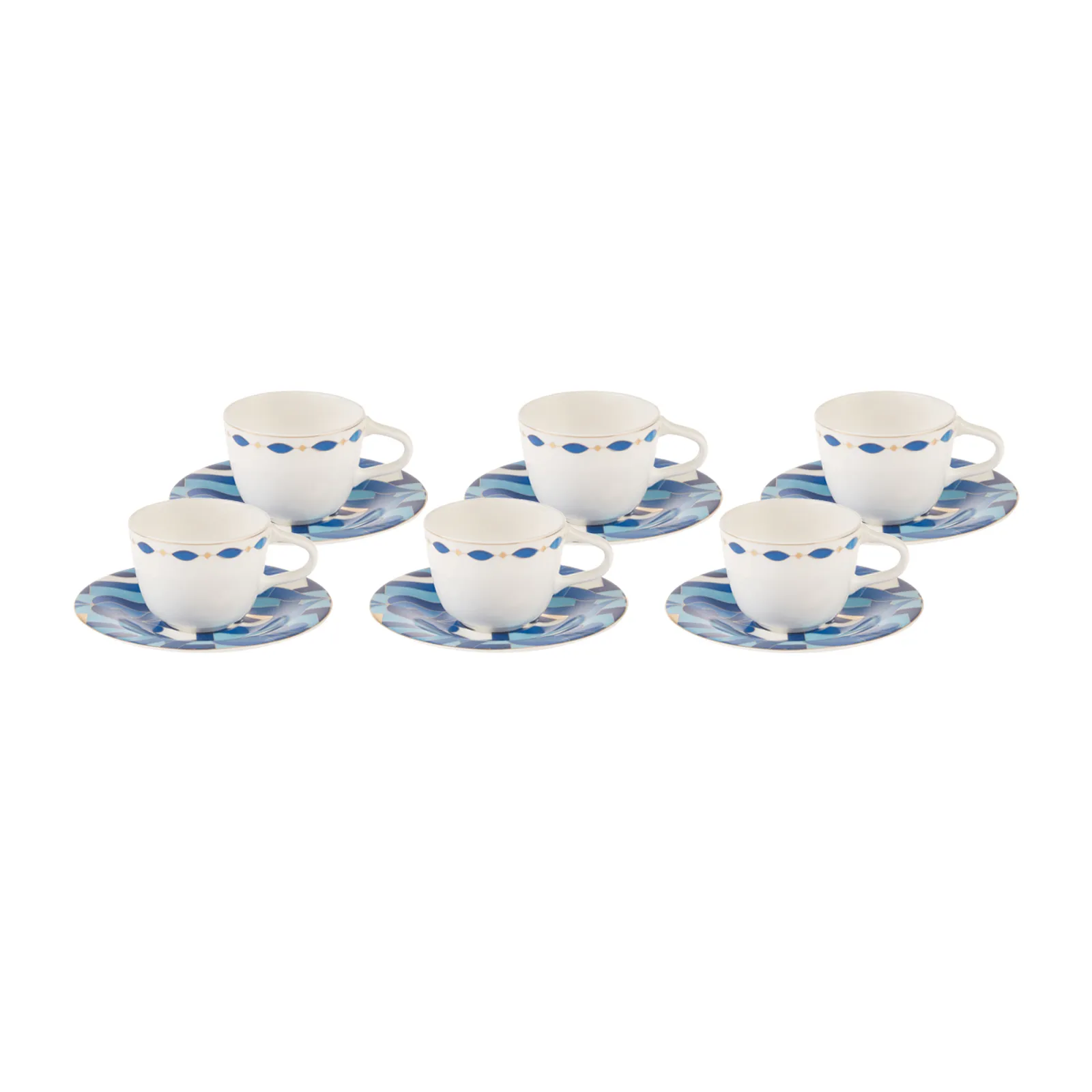 Karaca Fine Pearl Azur Kaffeetassen-Set für 6 Personen 100 ml
