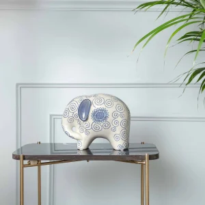 Karaca Home Blauer weißer Elefant Figur 21 cm x 16 cm