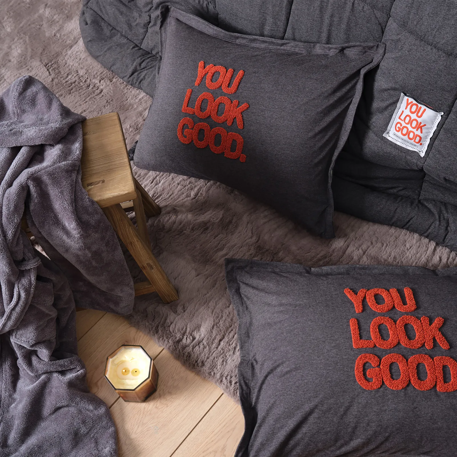 Karaca Home Motto Cotton Comfort Double Anthrazit – Bild 4