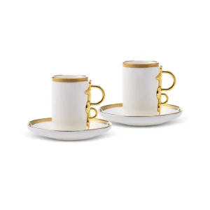 Karaca Sahmeran Weiße Kaffeetasse Set für 2 Personen 100 ml