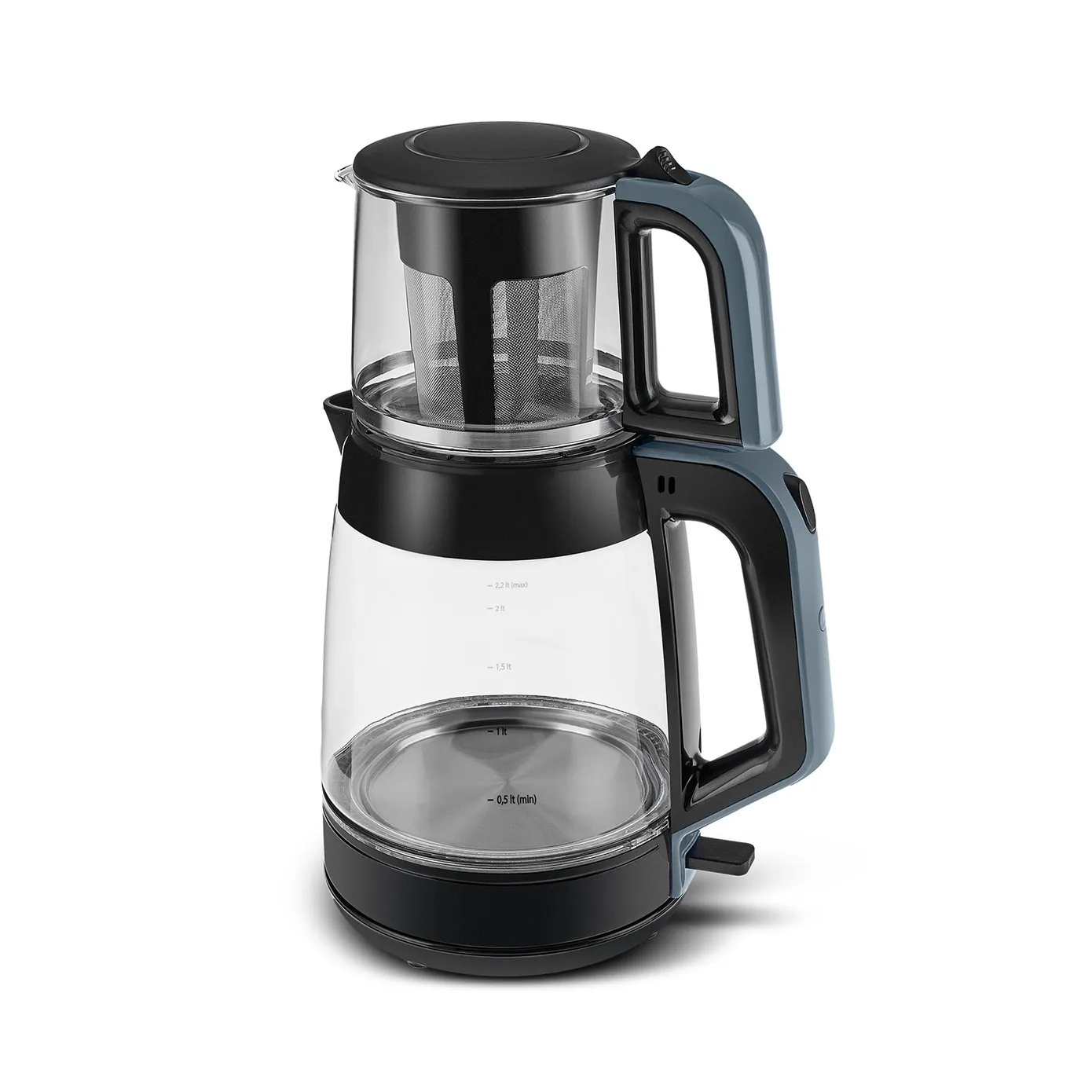 Karaca Glas Tee XL 2in1 Glas Teemaschine und Wasserkocher Ocean Wave – Bild 4