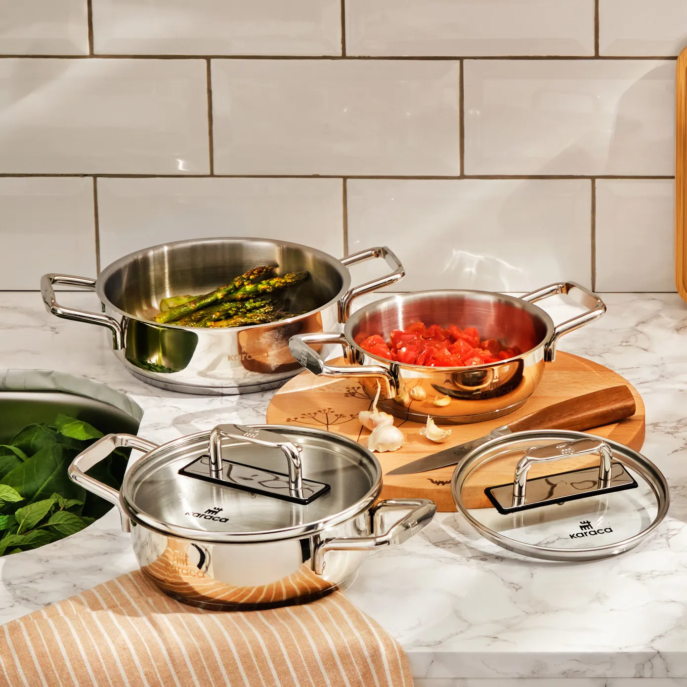 Karaca Arya Stahl Kochtopf Set, 6-Teilig – Bild 2