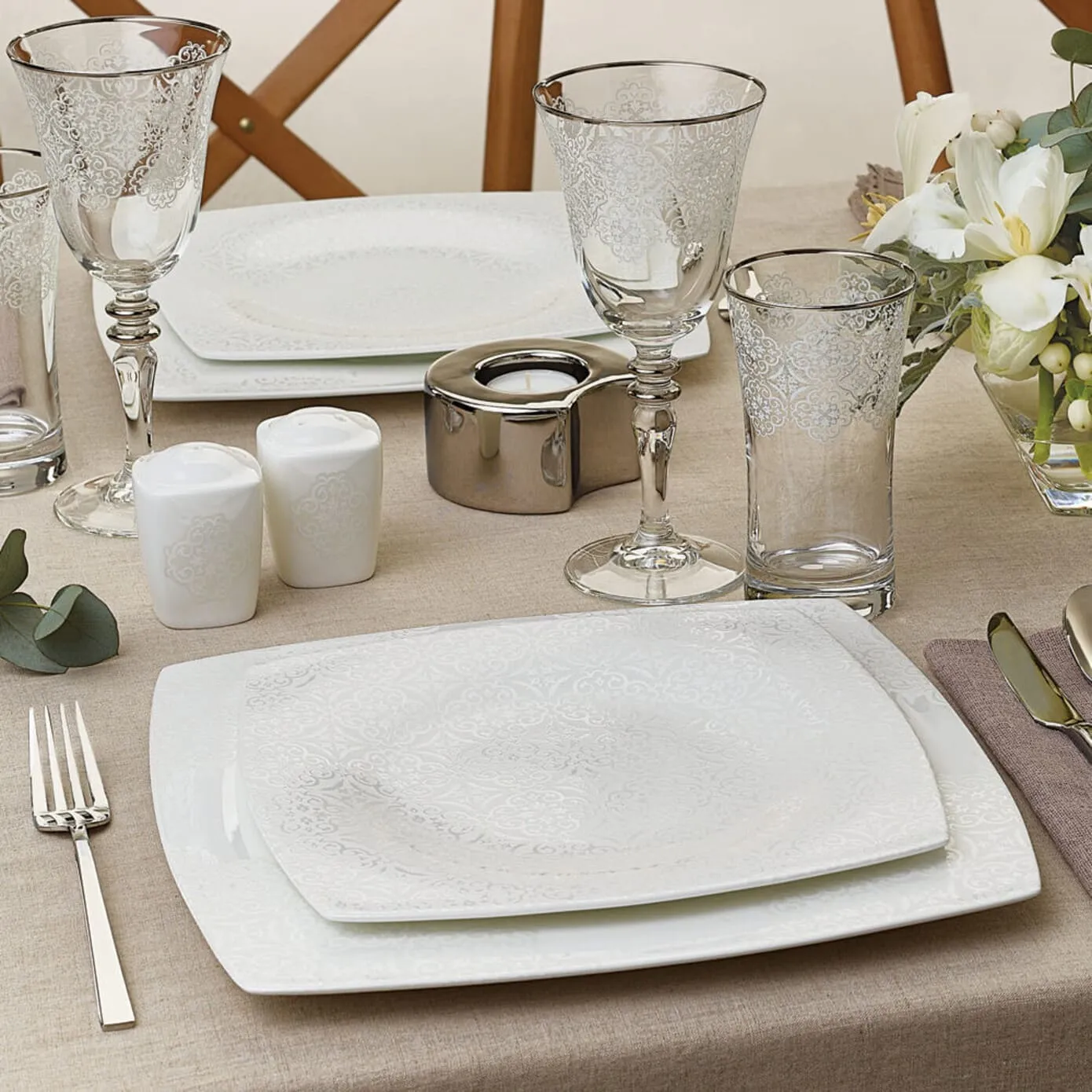 Karaca Fine Pearl Valentina 62 Pieces Pearl Dinnerware Square, Service for 12 – Bild 5
