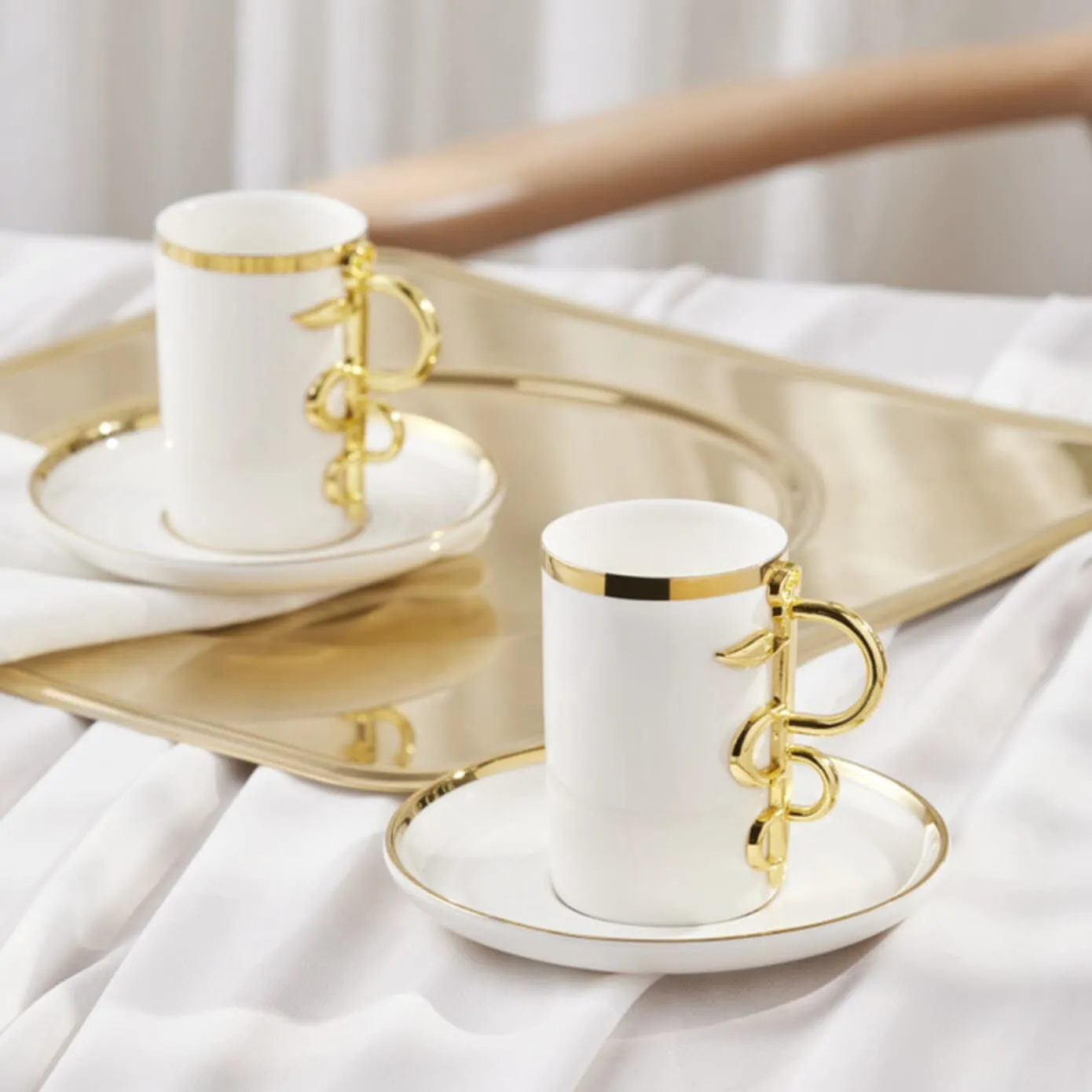 Karaca Sahmeran Weiße Kaffeetasse Set für 2 Personen 100 ml – Bild 2