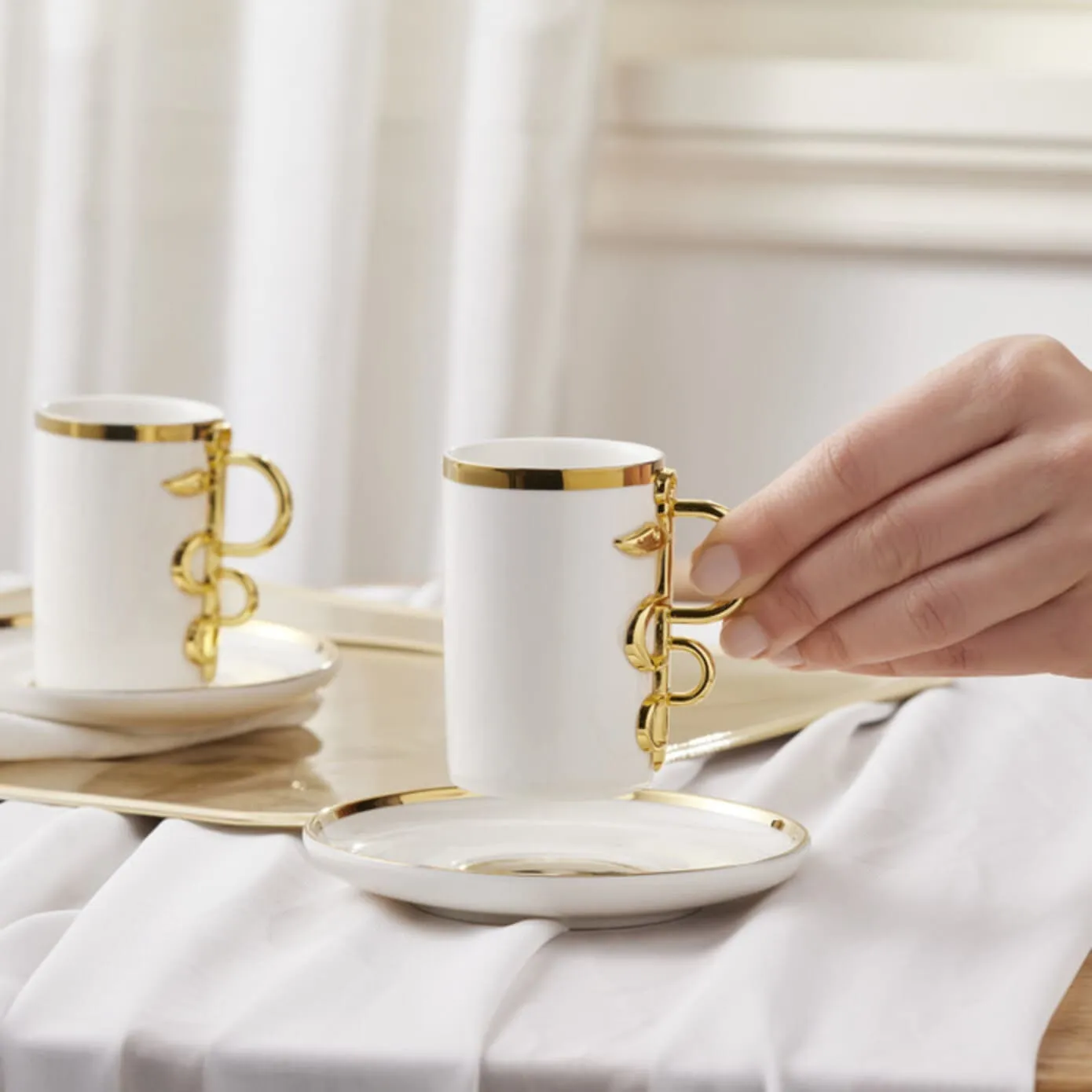 Karaca Sahmeran Weiße Kaffeetasse Set für 2 Personen 100 ml – Bild 5