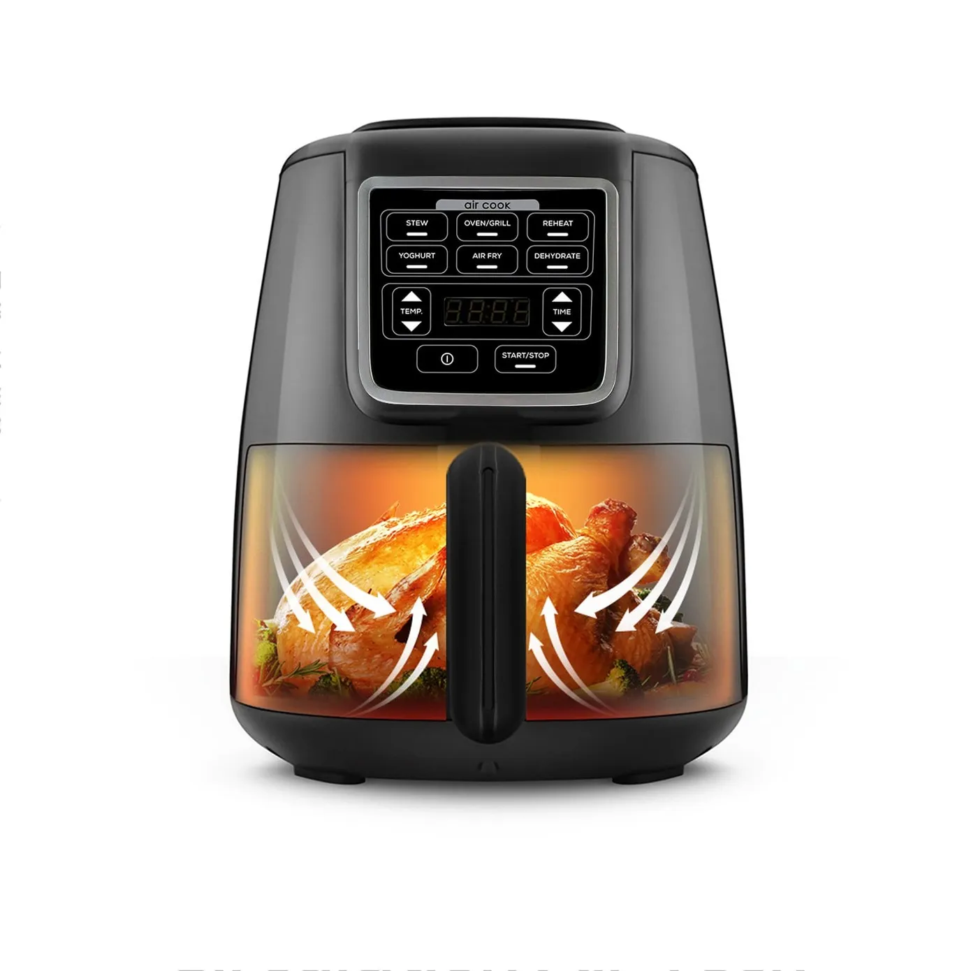 Karaca Air Cook XL 2 in 1 Sprechender Airfryer, schwarz chrom – Bild 2