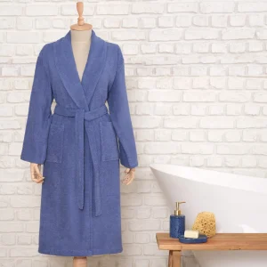 Karaca Home Daily Soft Frau Bademantel, 100% Baumwolle, Indigo, S/M