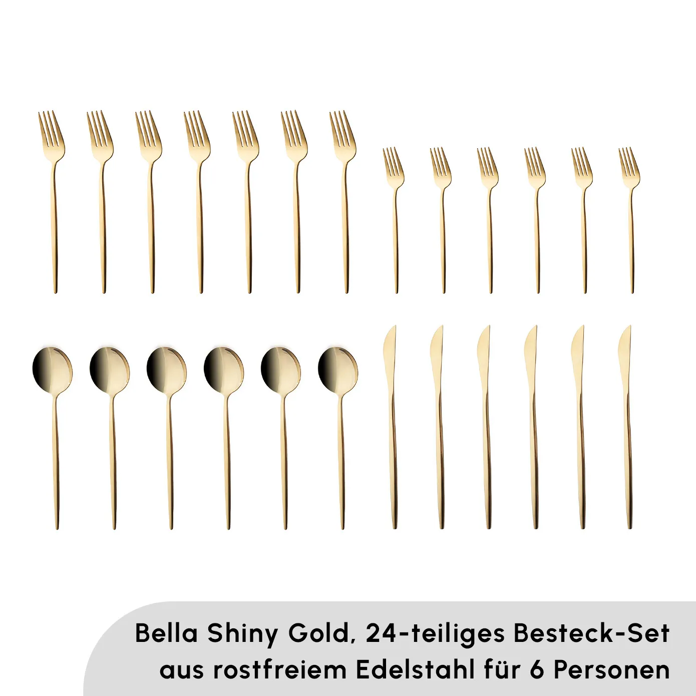 Karaca Bella Shiny Gold Besteck Set für 6 Personen, 24 Teilig – Bild 2