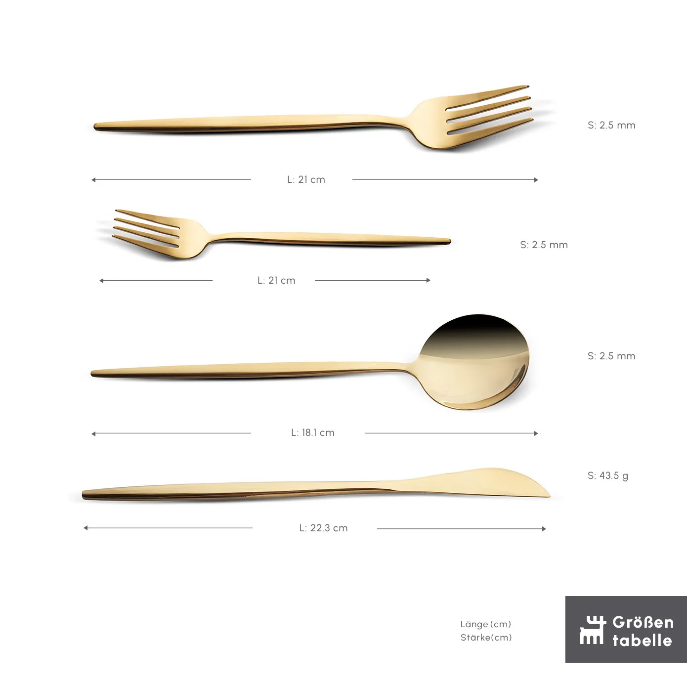 Karaca Bella Shiny Gold Besteck Set für 6 Personen, 24 Teilig – Bild 3