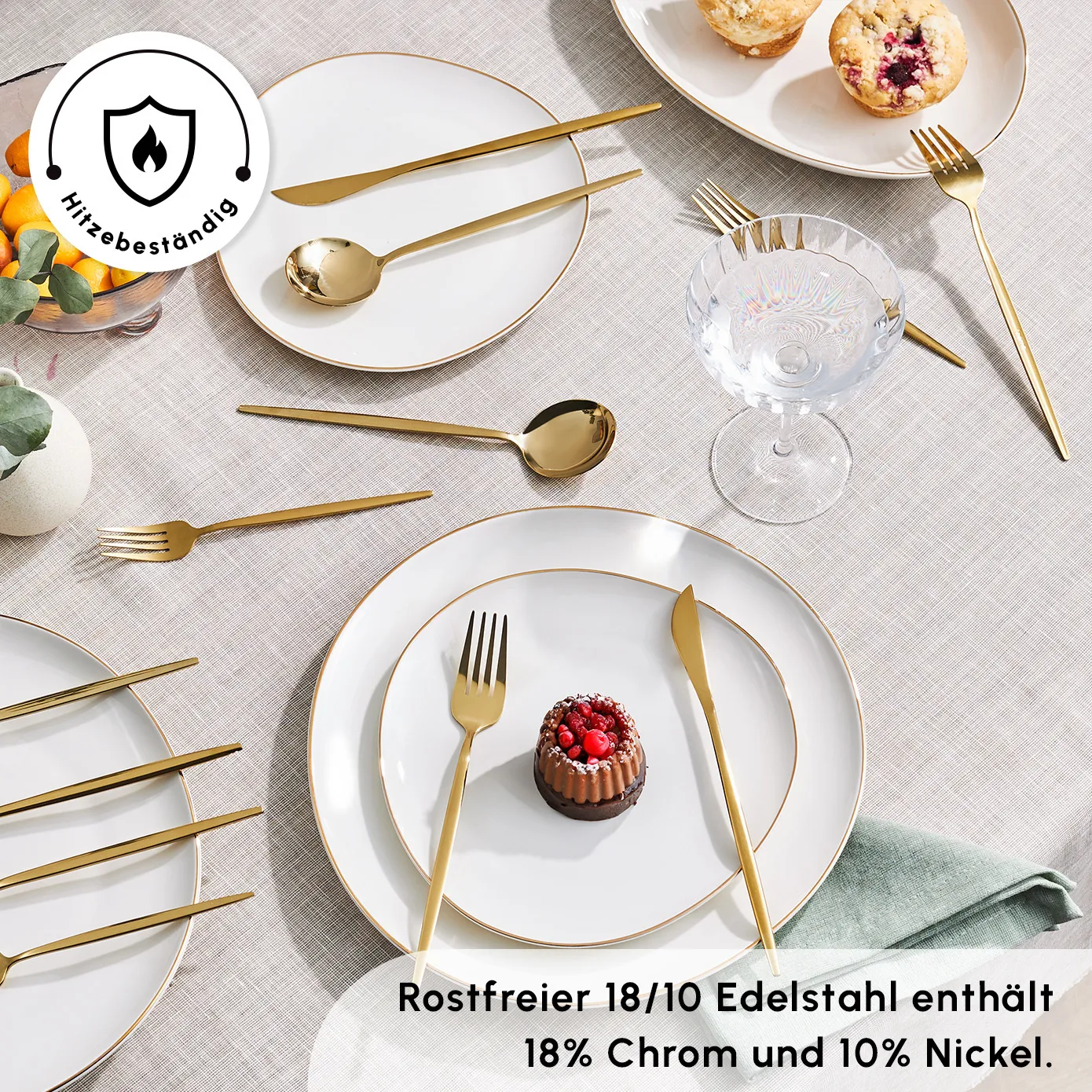 Karaca Bella Shiny Gold Besteck Set für 6 Personen, 24 Teilig – Bild 5