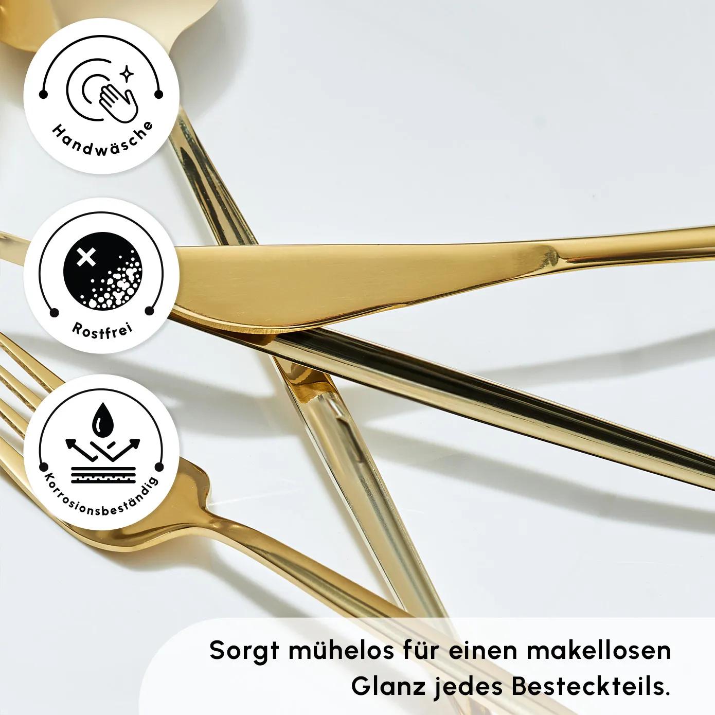 Karaca Bella Shiny Gold Besteck Set für 6 Personen, 24 Teilig – Bild 6