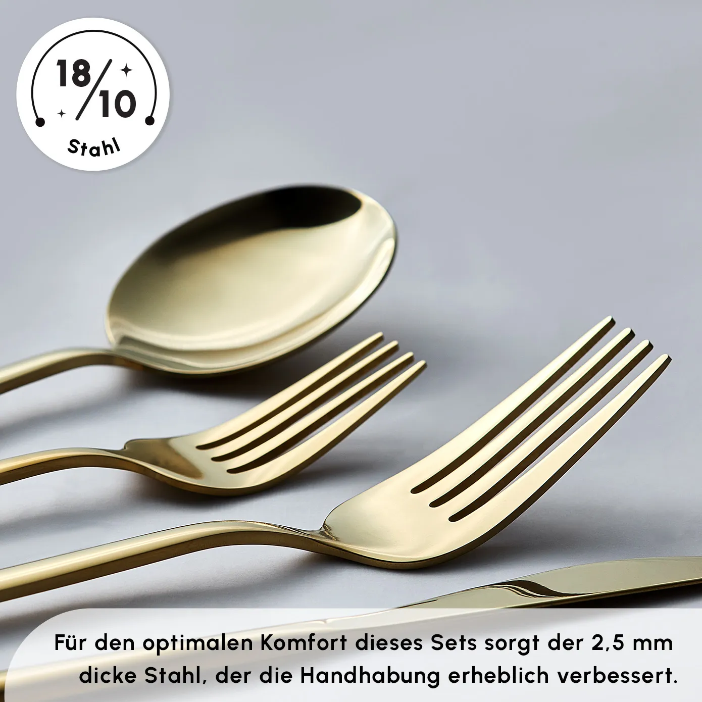 Karaca Bella Shiny Gold Besteck Set für 6 Personen, 24 Teilig – Bild 8