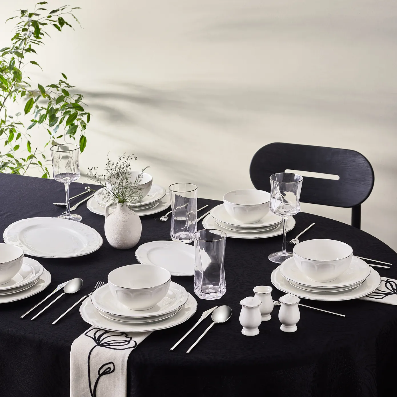 Karaca Tobias Platinum 12 Personen Geschirrset, 56 Teilig – Bild 2
