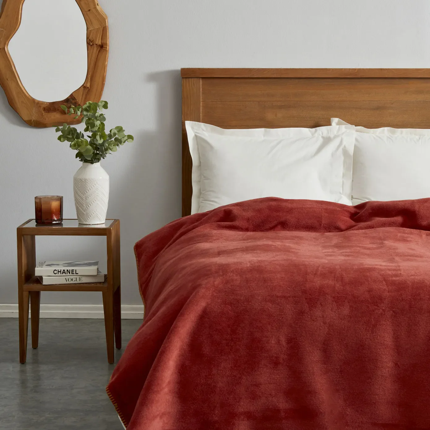 Karaca Home Saye Doppelseitige Baumwolldecke Tile-Mustard