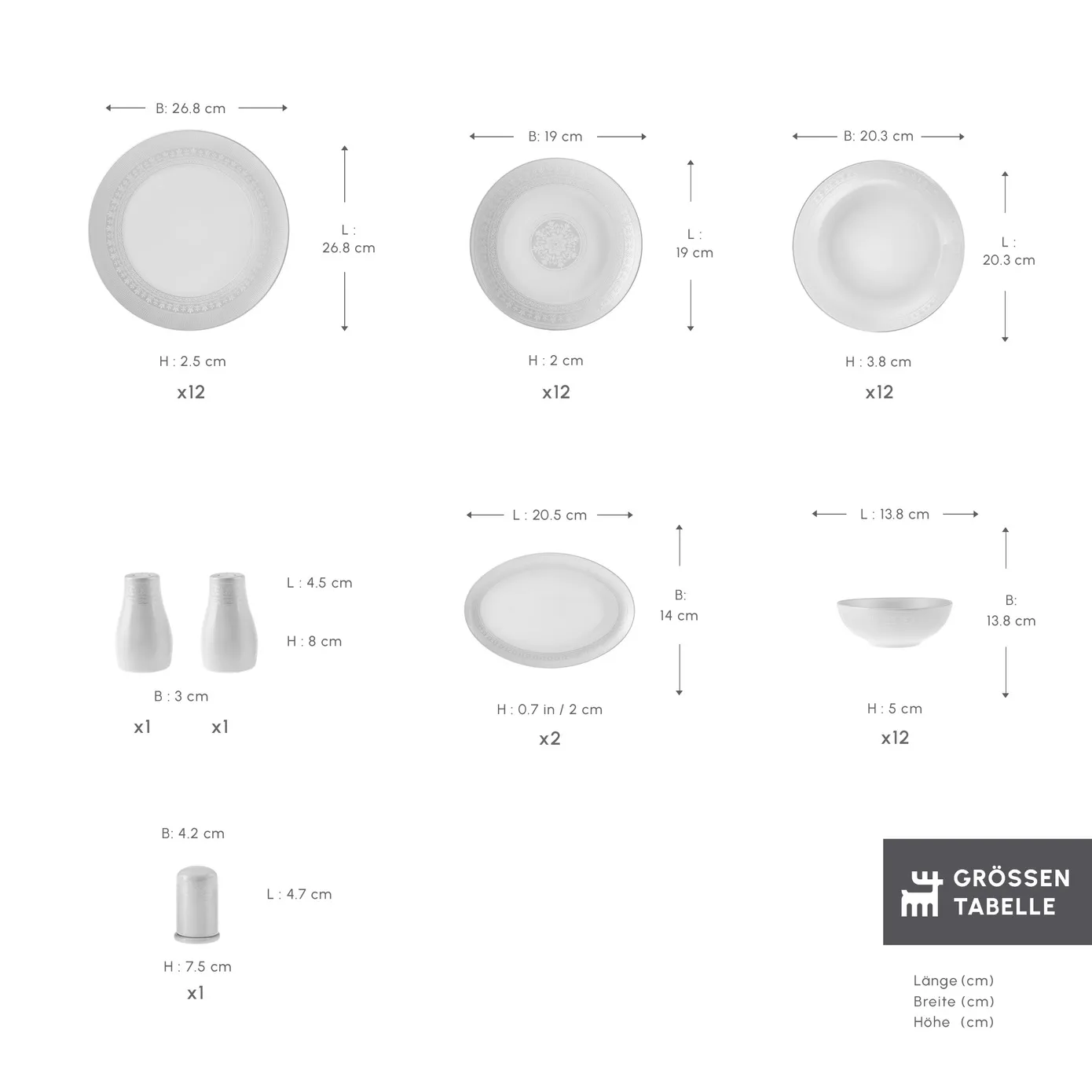 Karaca Forever Bone Arte 53-Teiliges 12-Personen Geschirrset – Bild 2