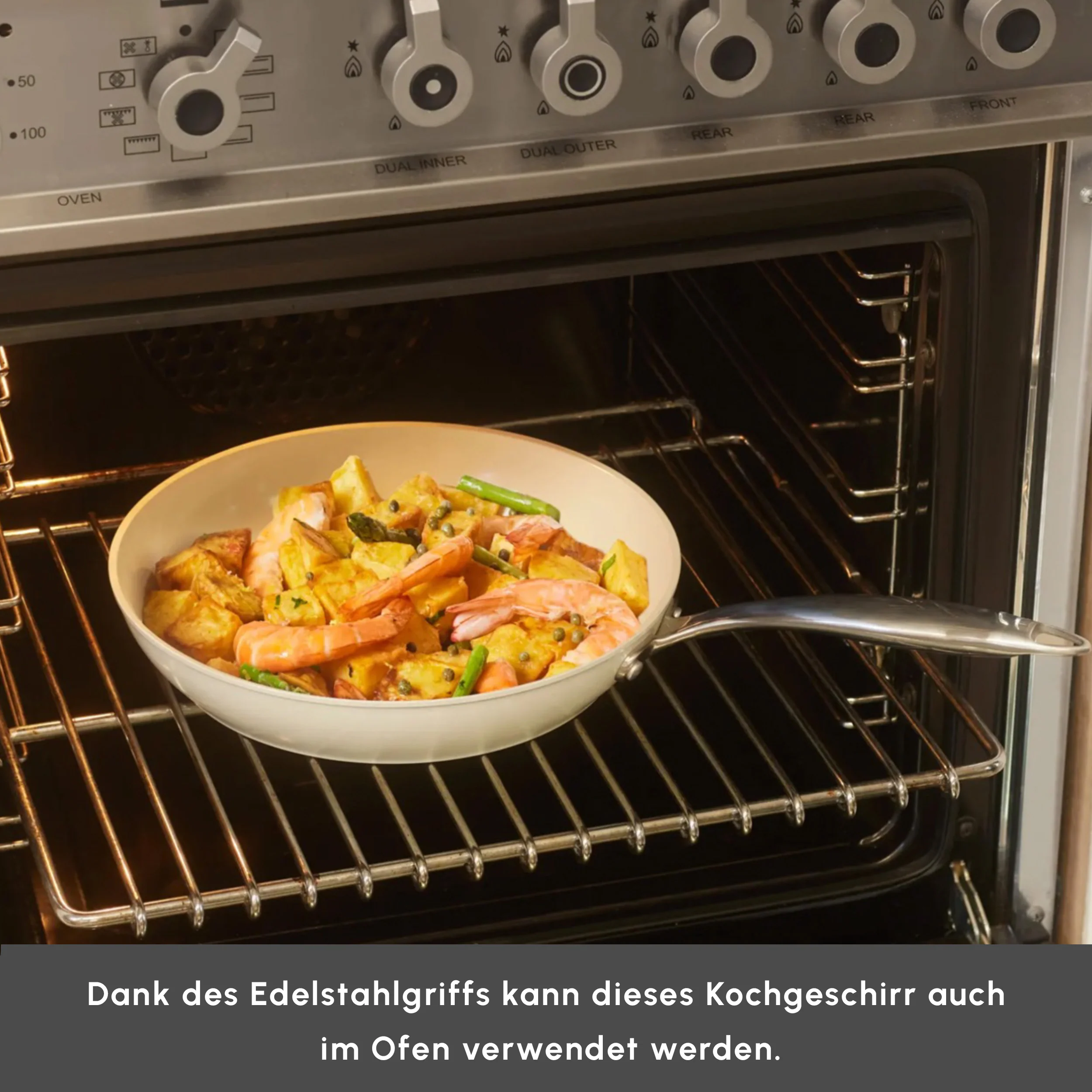 Karaca Swiss Crystal Almond Cream Pfanne mit Edelstahlgriff 32 cm – Bild 6