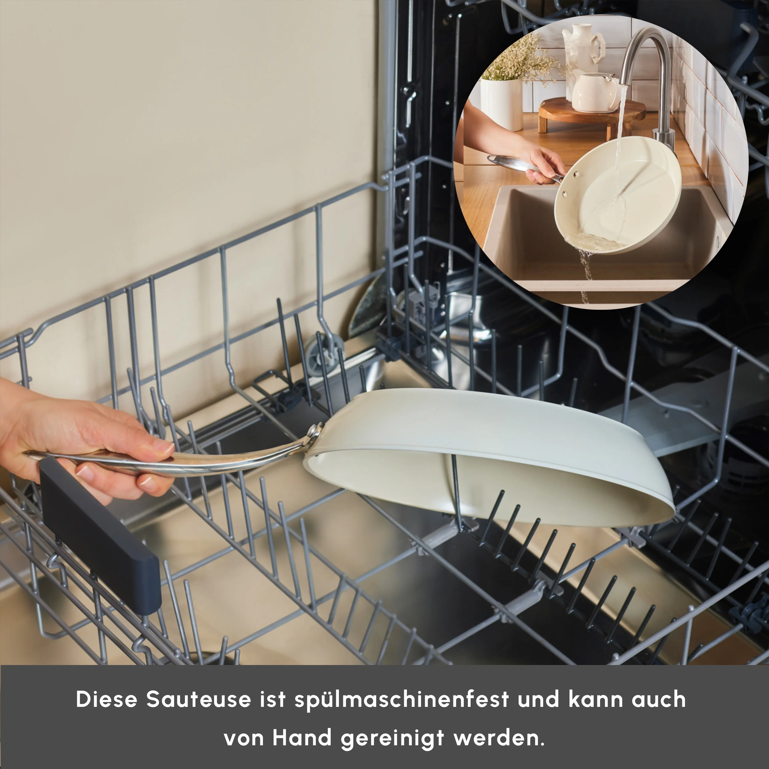 Karaca Swiss Crystal Almond Cream Pfanne mit Edelstahlgriff 32 cm – Bild 7