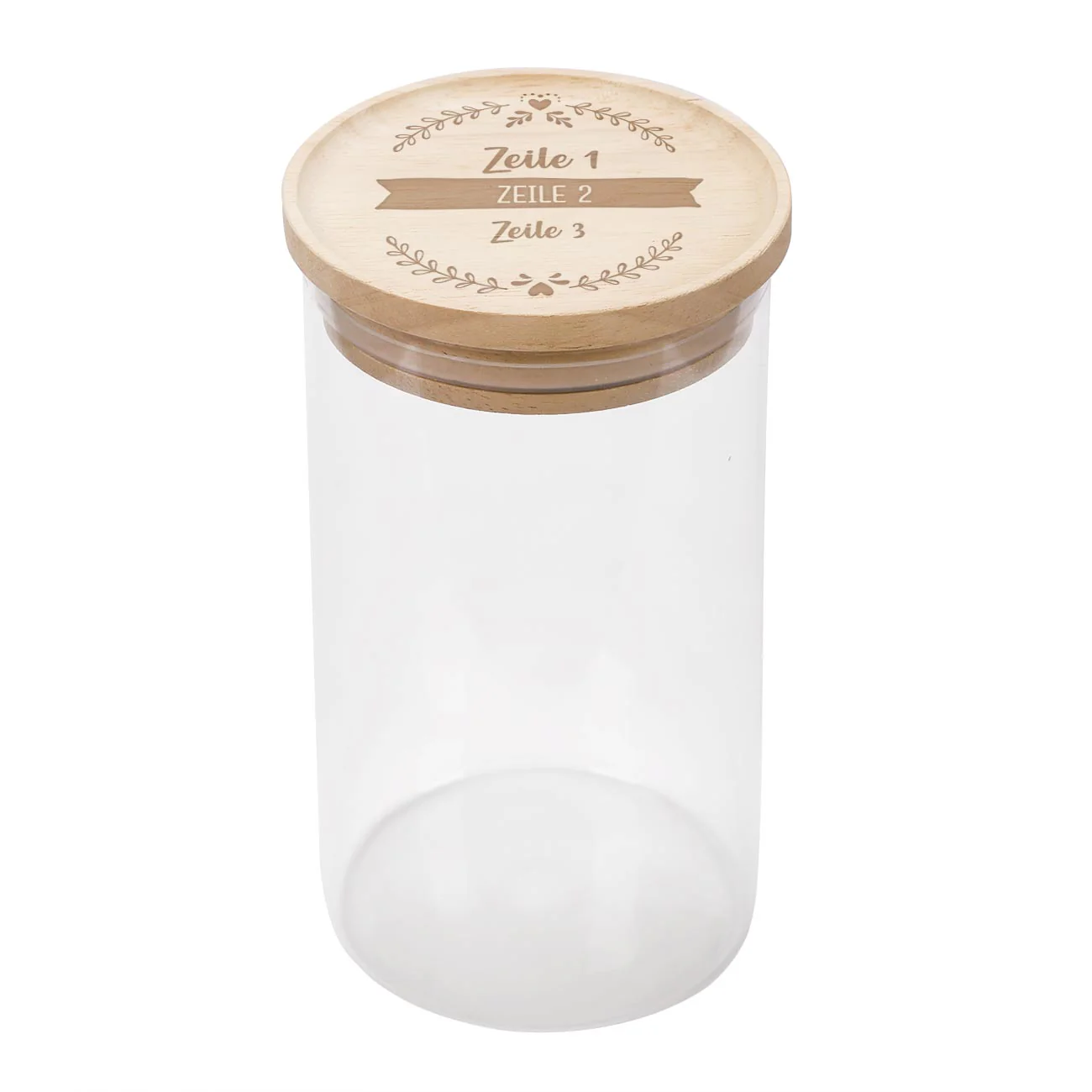 Vorratsdose aus Glas in zwei Größen mit graviertem Holzdeckel – Bild 8