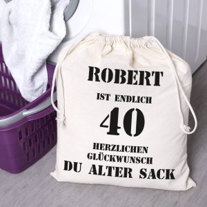 Alter Sack Zuziehbeutel zum 40. Geburtstag in 2 Größen