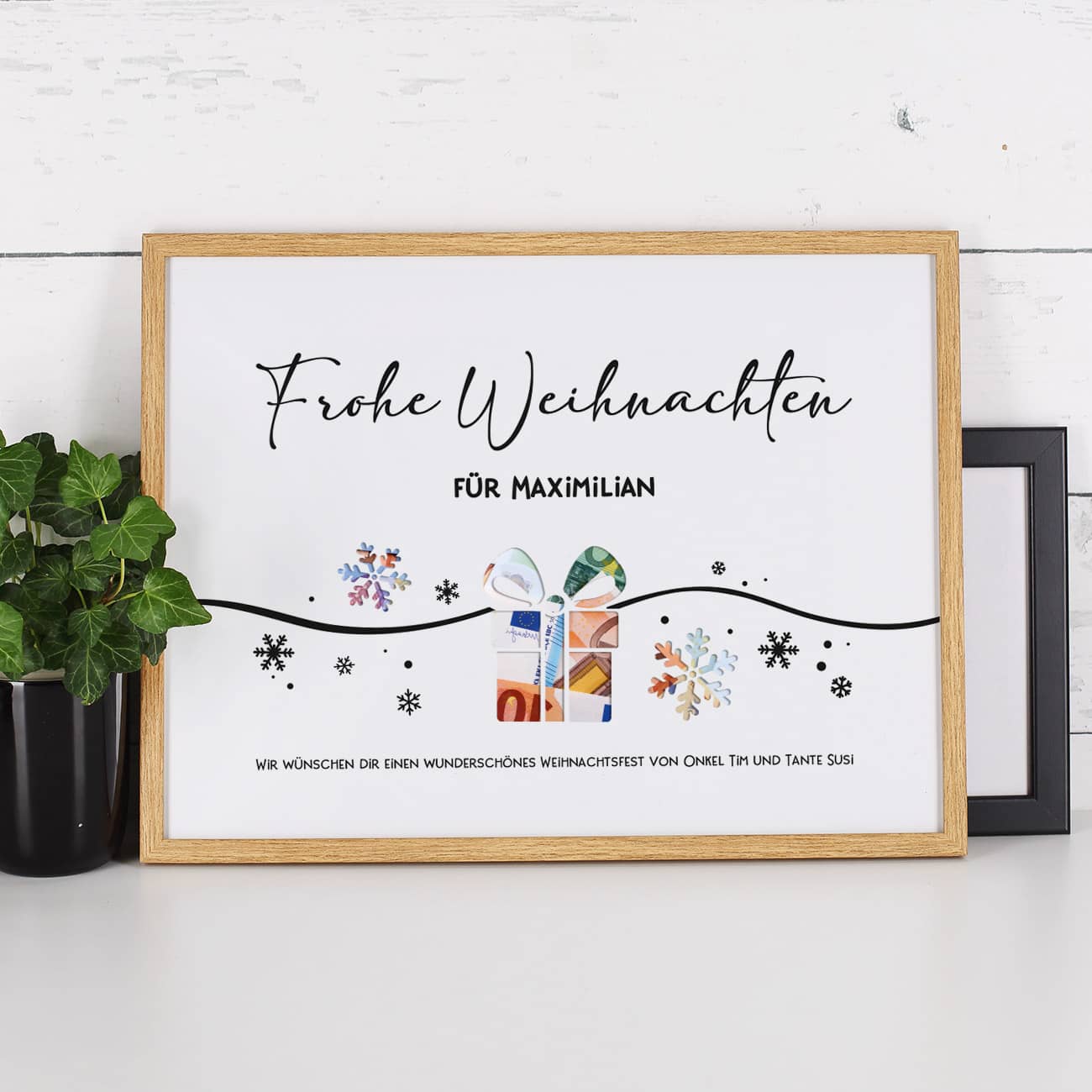 Geldgeschenk zu Weihnachten - Bilderrahmen mit 3 Zeilen Wunschtext, 30x40cm – Bild 8