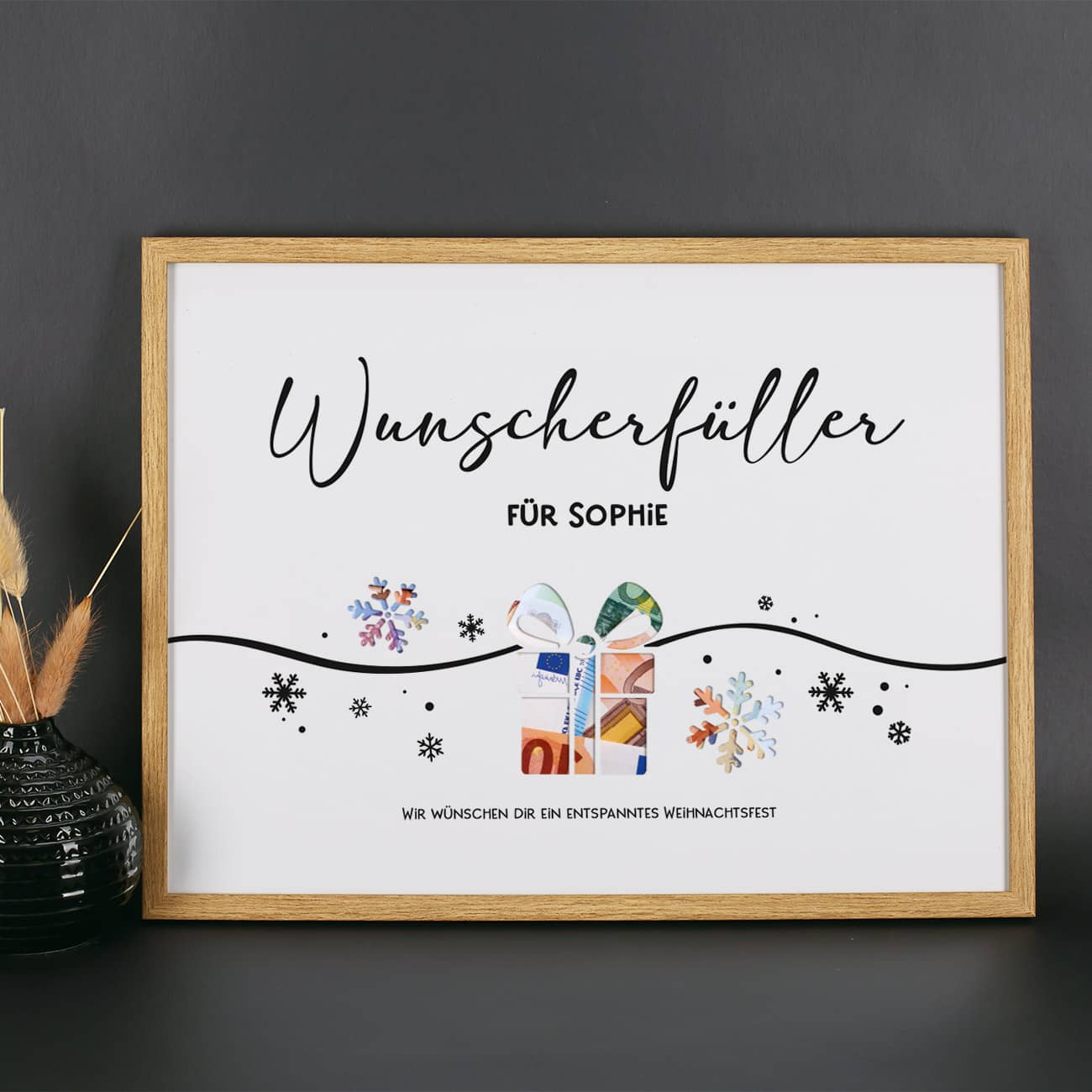 Geldgeschenk zu Weihnachten - Bilderrahmen mit 3 Zeilen Wunschtext, 30x40cm – Bild 7