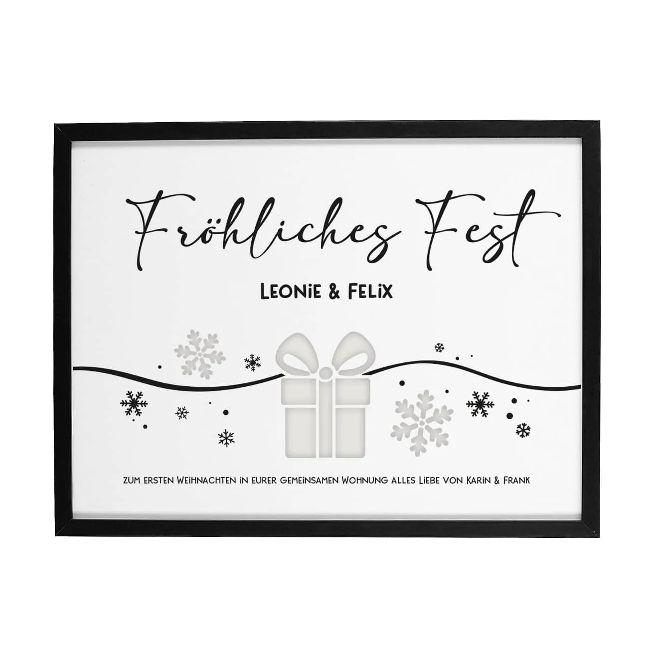 Geldgeschenk zu Weihnachten - Bilderrahmen mit 3 Zeilen Wunschtext, 30x40cm – Bild 6