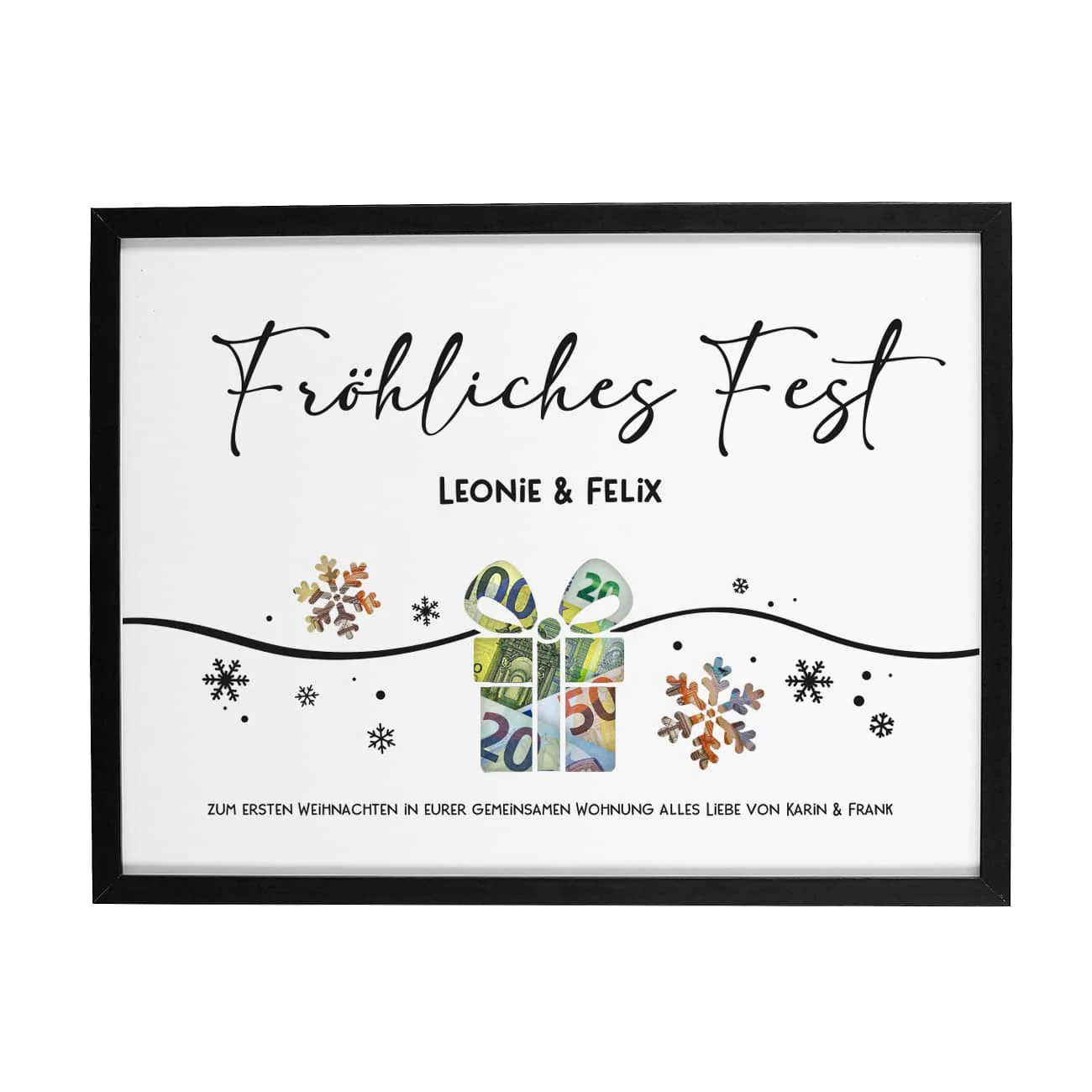 Geldgeschenk zu Weihnachten - Bilderrahmen mit 3 Zeilen Wunschtext, 30x40cm – Bild 5