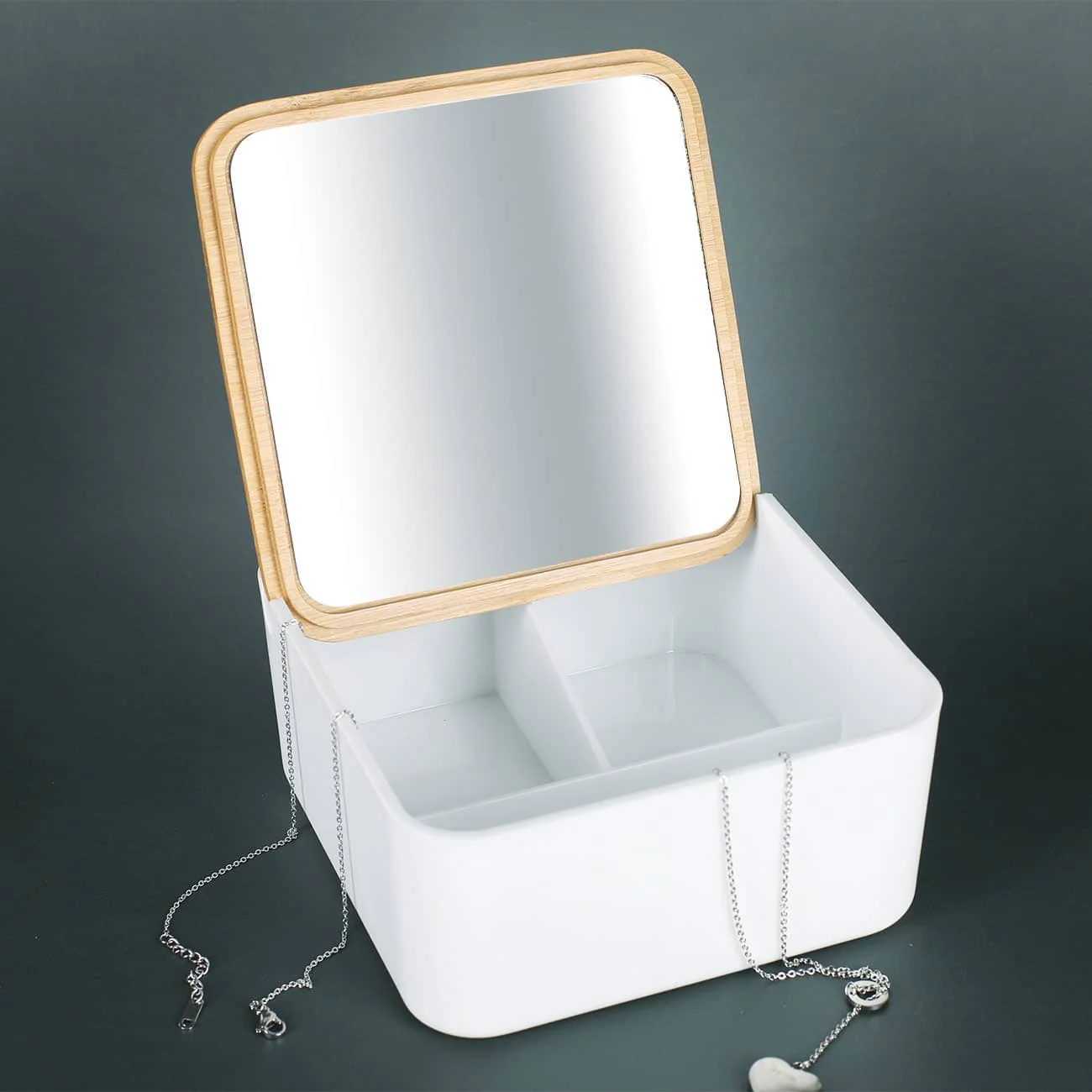 Spiegeldose mit gravierten Bambusdeckel und Name – Bild 4