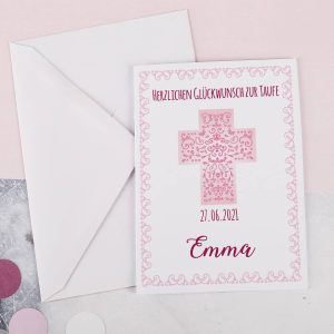 Klappkarte zur Kommunion, Konfirmation oder Taufe in drei Farben