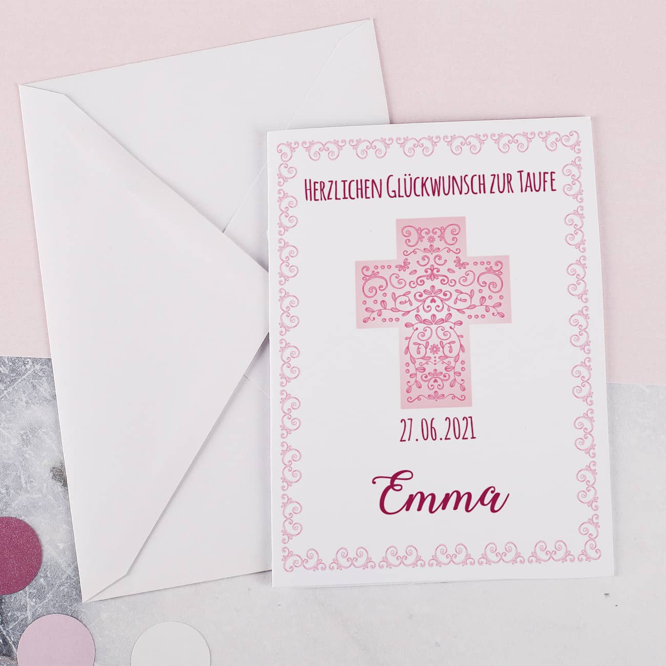 Klappkarte zur Kommunion, Konfirmation oder Taufe in drei Farben