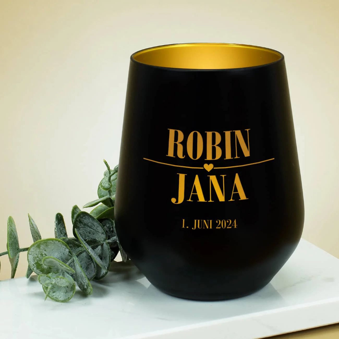 Kerzenbecher für Paare mit Namensgravur und Datum – Bild 6