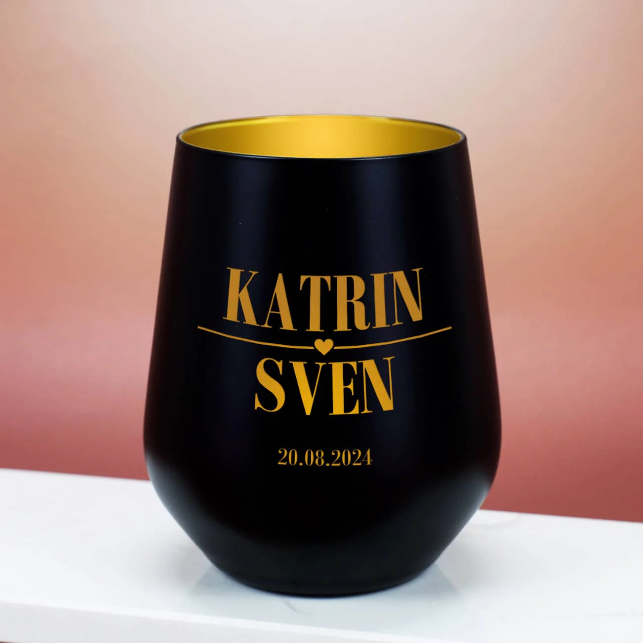 Kerzenbecher für Paare mit Namensgravur und Datum – Bild 7